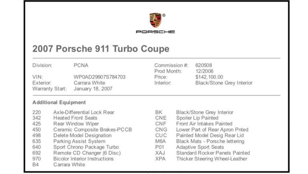 2007 Porsche 997 Turbo in White 2007 Porsche 997 Turbo in White